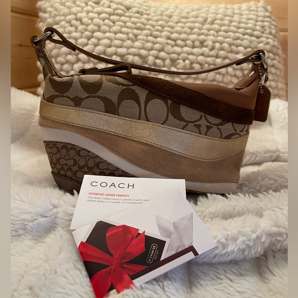 !!EUC!! Rare Y2K Coach Wave Brown and Tan Demi Mini with Monogram Design!! - Picture 2 of 7